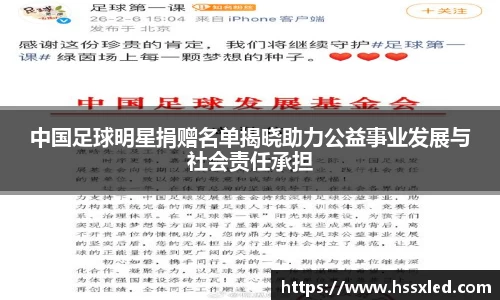 中国足球明星捐赠名单揭晓助力公益事业发展与社会责任承担
